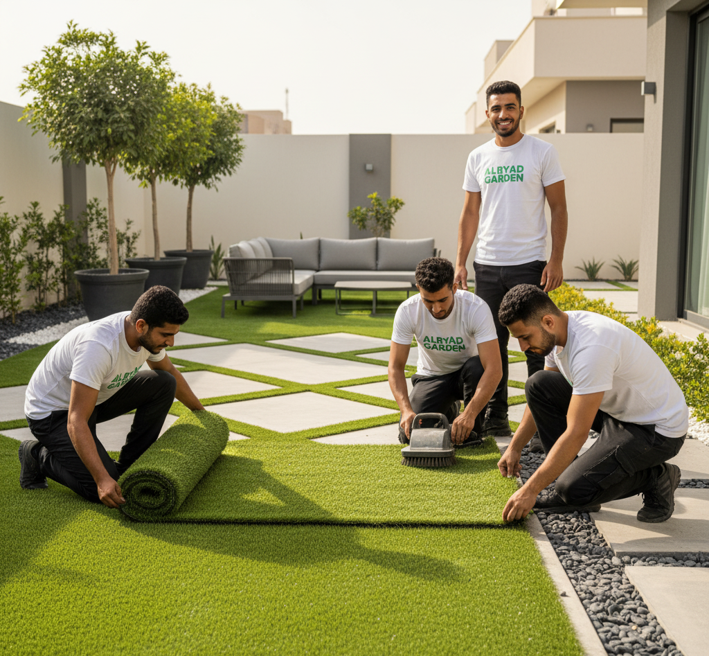 تنسيق حدائق الرياض بالعشب الصناعي